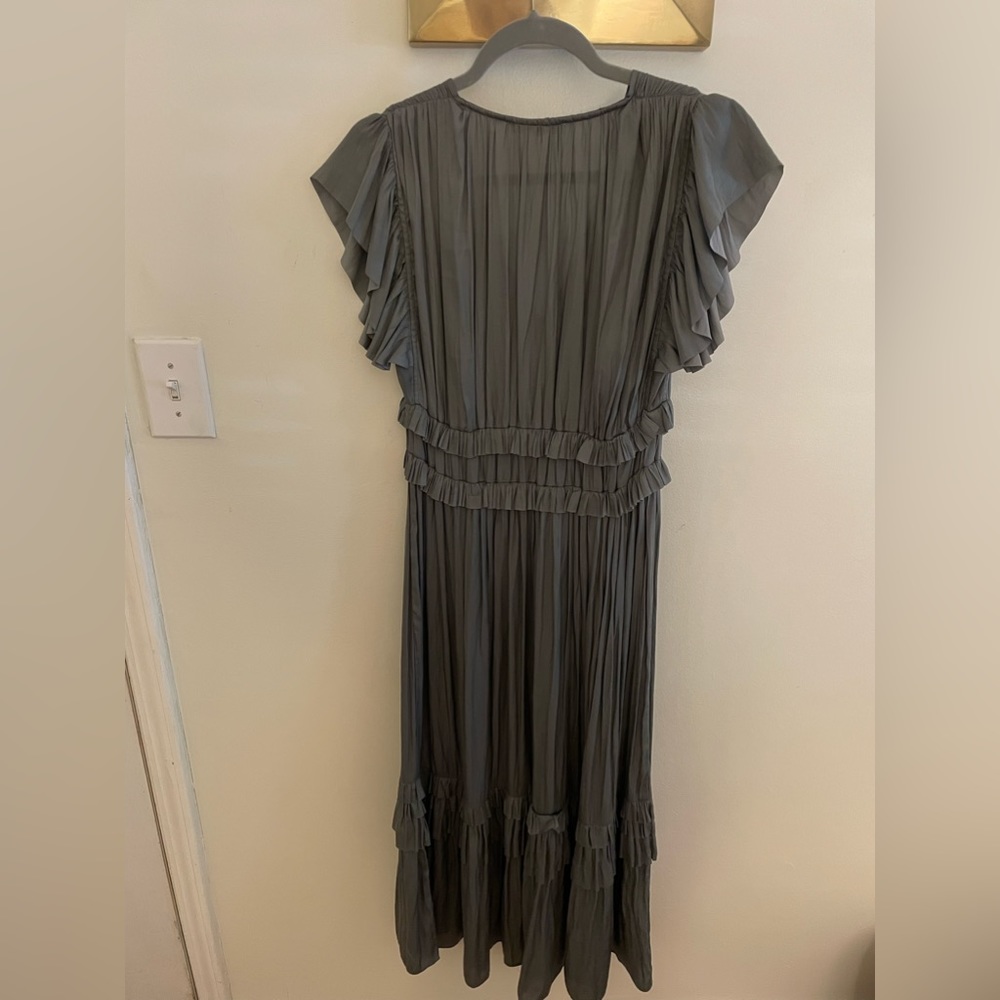 GRADE + GATHER GRAY RUFFLE MIDI DRESS - Picture 5 of 5